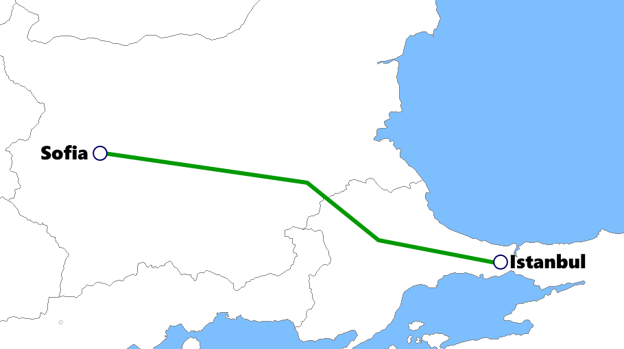 ブルガリア発着夜行列車路線図
