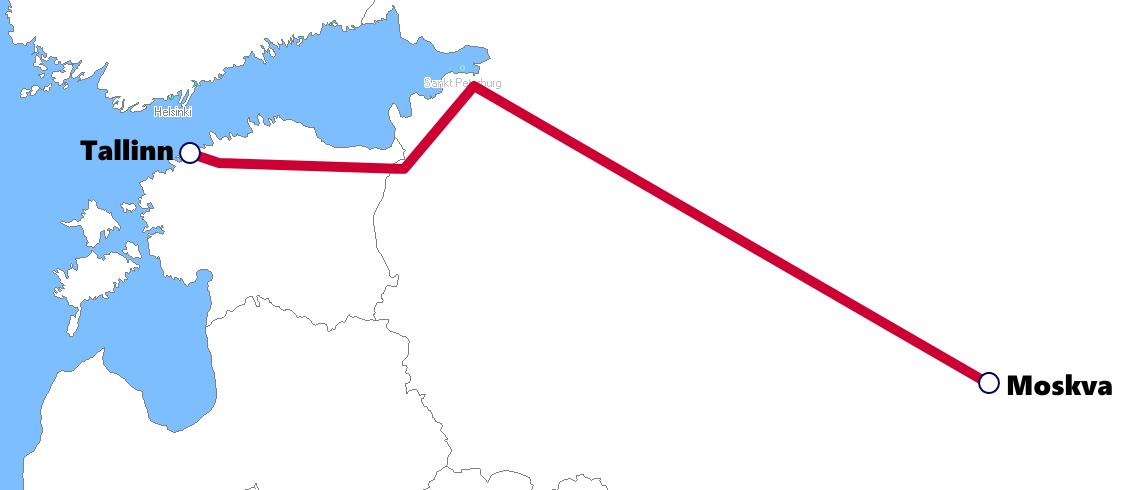 エストニアの夜行列車路線図