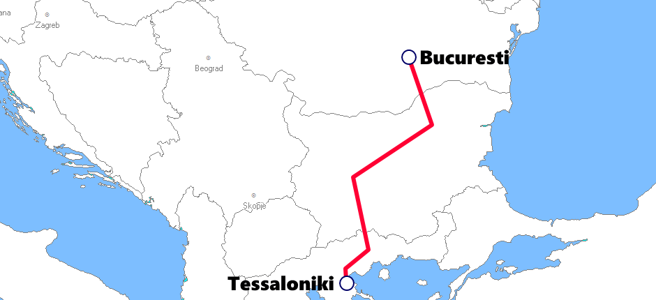 ギリシャ発着夜行列車路線図